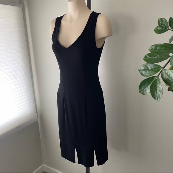 Joseph Ribkoff Slit Hem Midi Tank Dress Vneck Black Size 6 Small - Picture 6 of 7